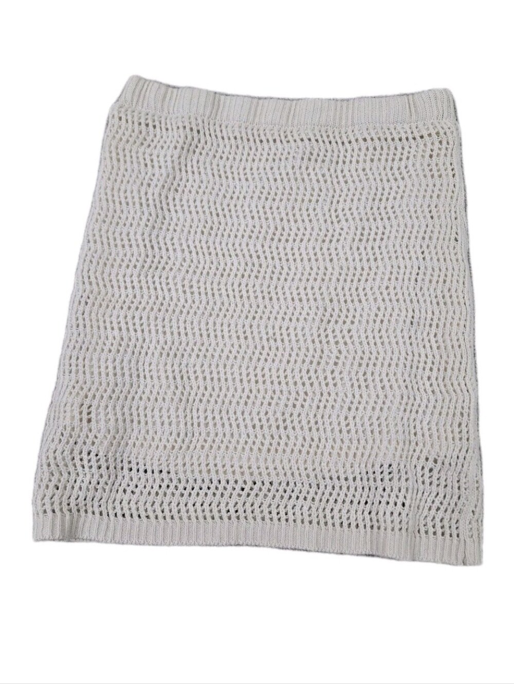 Freshman 1996 Crochet Mini Skirt Ivory Boho Festival Hippie Elastic Waist Beach